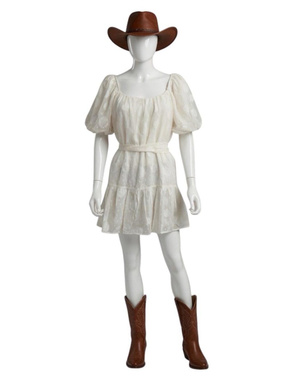 A. Calin cream Swiss dot mini dress size medium